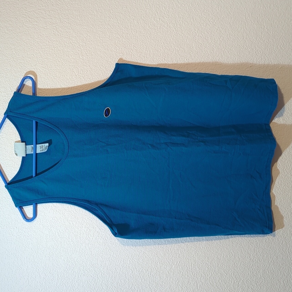Speedo Tank Top Men XL Blue Waffled Texture Big Logo Speedo 2000 on Back